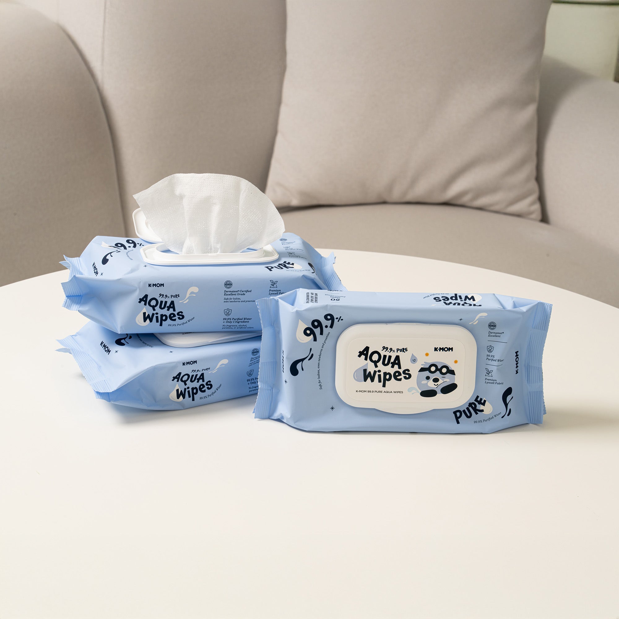 K-MOM 99.9 Pure Aqua Wipes_60 Sheets (1PACK)