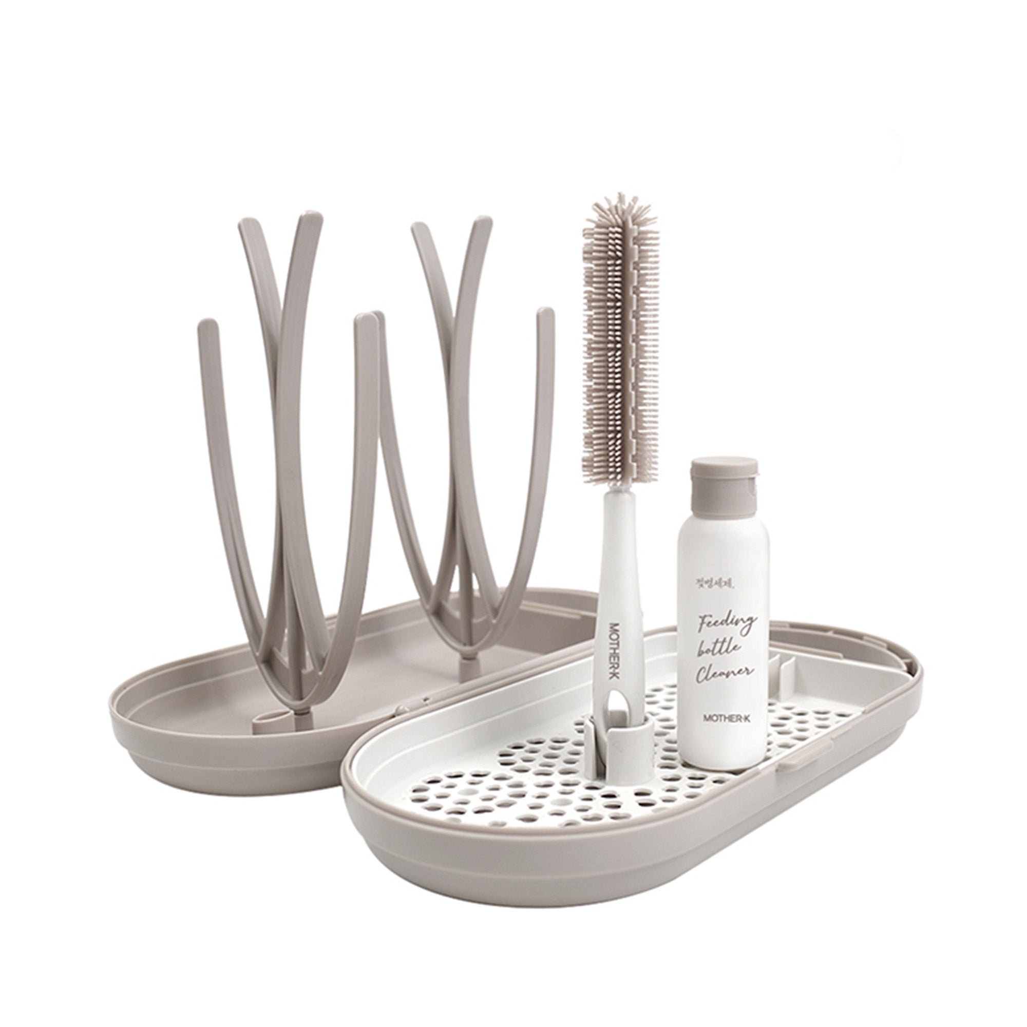 MOTHER-K Portable Feeding Bottle Drying Rack Set_Cream Mocha