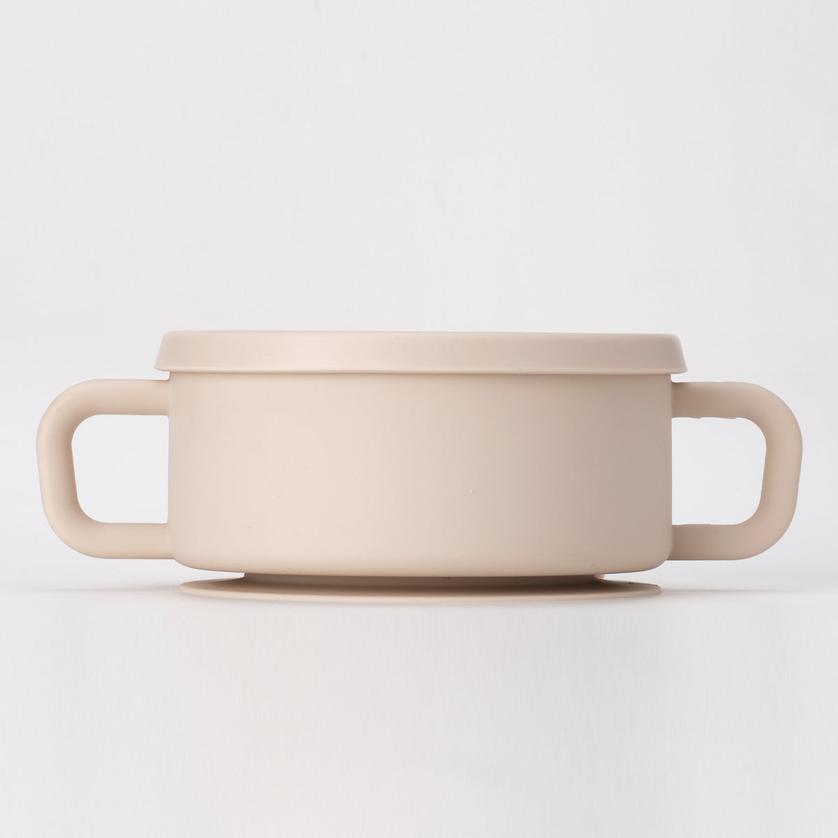 MOTHER-K HUG Dual-Handle Suction Bowl with Lid (Cream)
