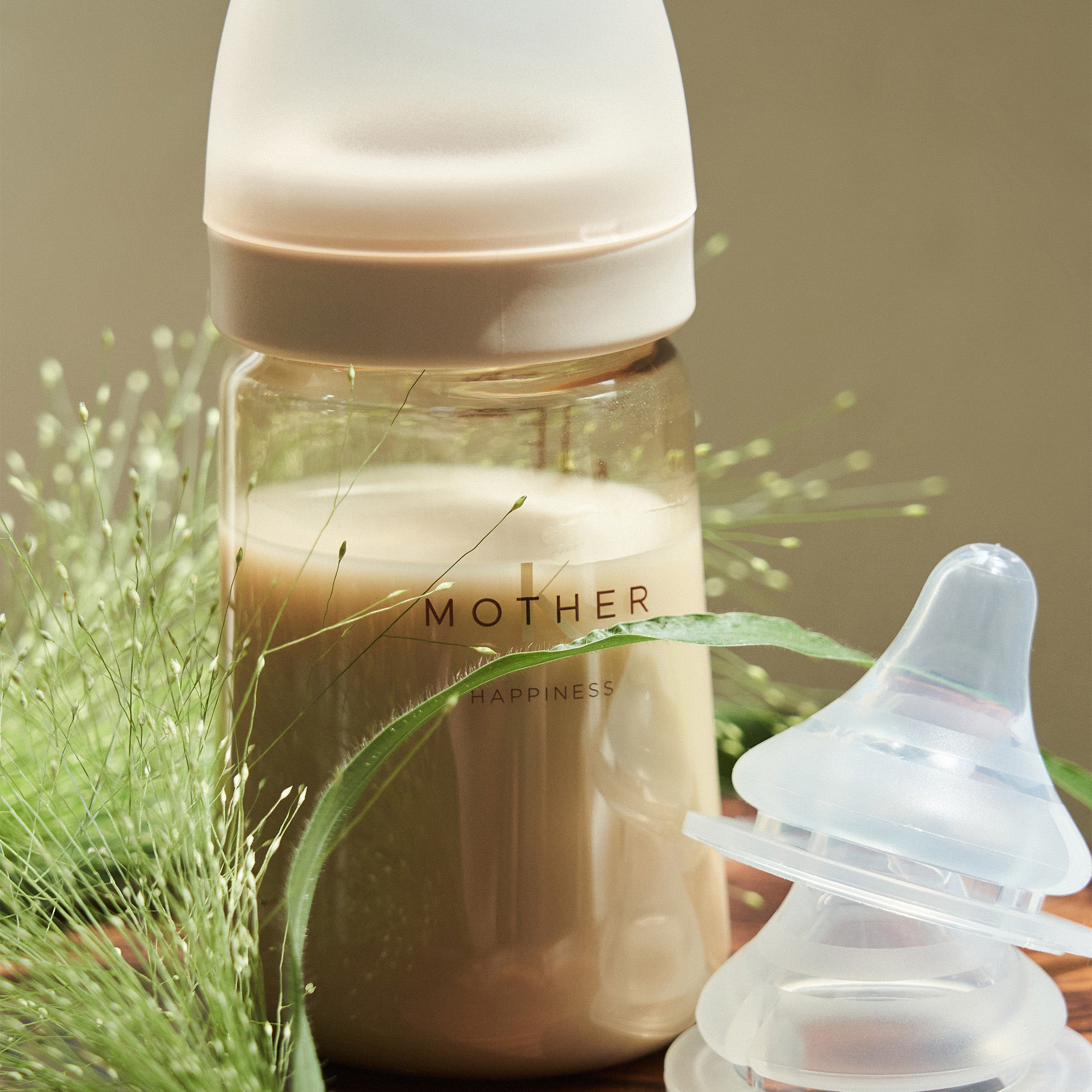 MOTHER-K PPSU Feeding Bottle 180ml (With nipple step2) (Cream)