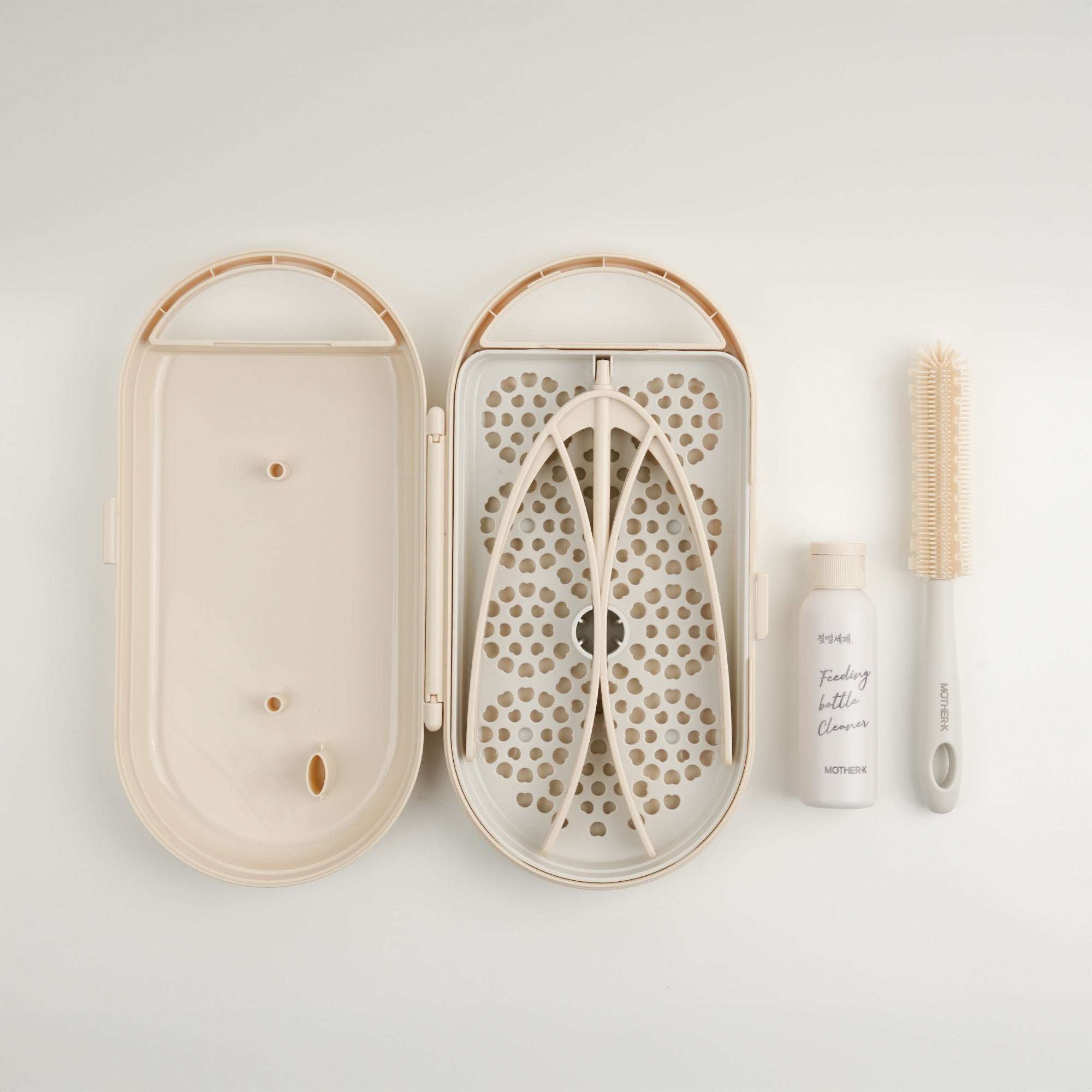 MOTHER-K Portable Feeding Bottle Drying Rack Set_Cream